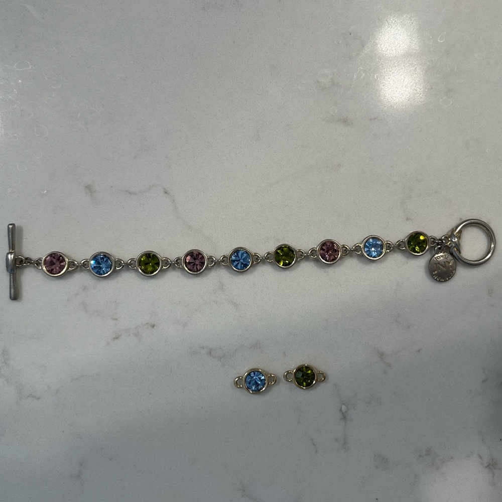 Jones New York Multi-Colour Stone Brass Bracelet with Toggle Clasp